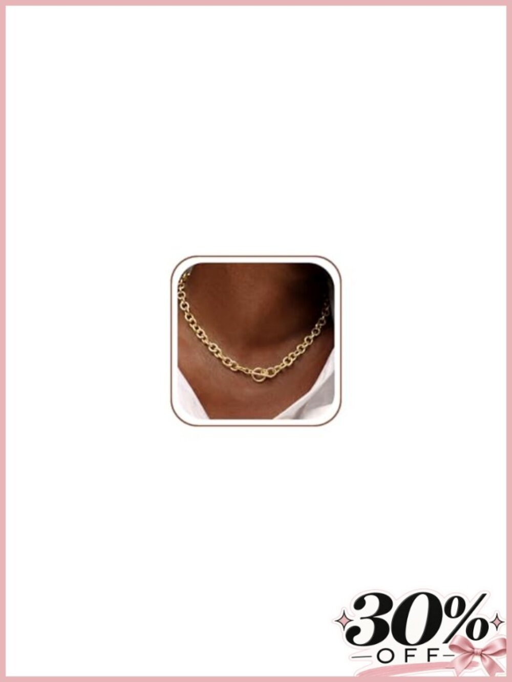 14k Gold Plated Chunky Pendant Necklace for Women Toggle Clasp